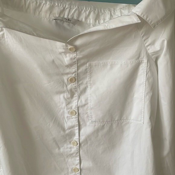 Tibi Notched Off shoulder white cotton blouse top, size US 4 - Picture 9 of 10